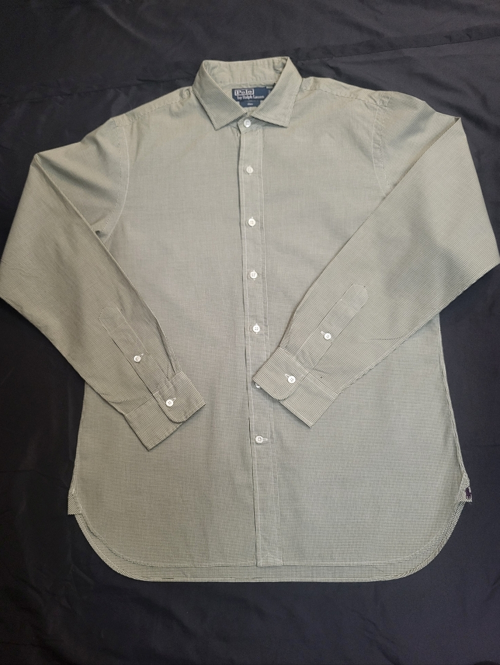 Ralph Lauren Polo Estate Olive Green/White Casual Dress Shirt Men Size 16(40-41)